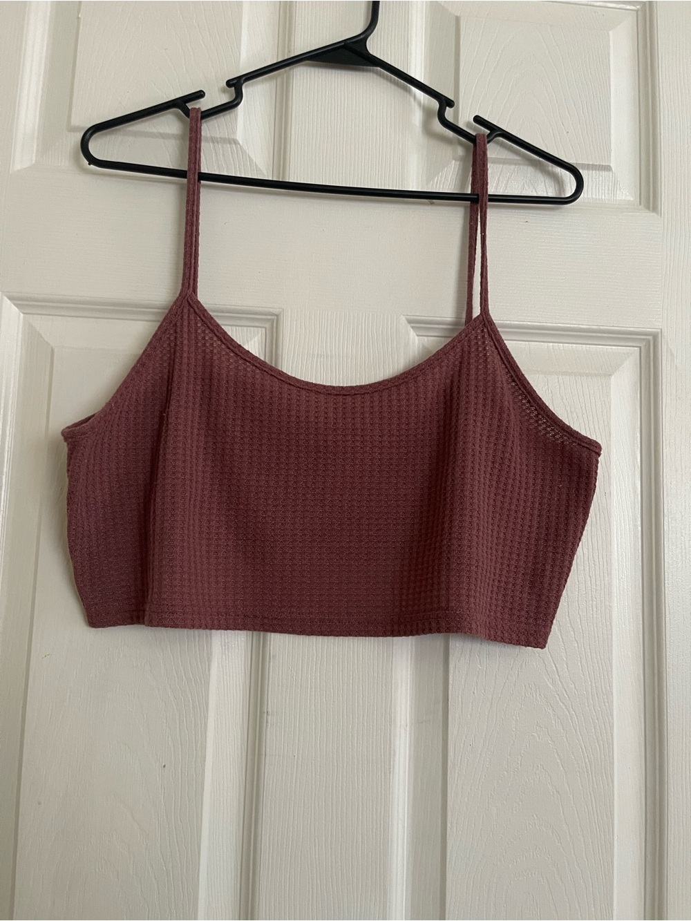 Source Unknown Mauve Ribbed Spaghetti-Strap Crop Camisole
